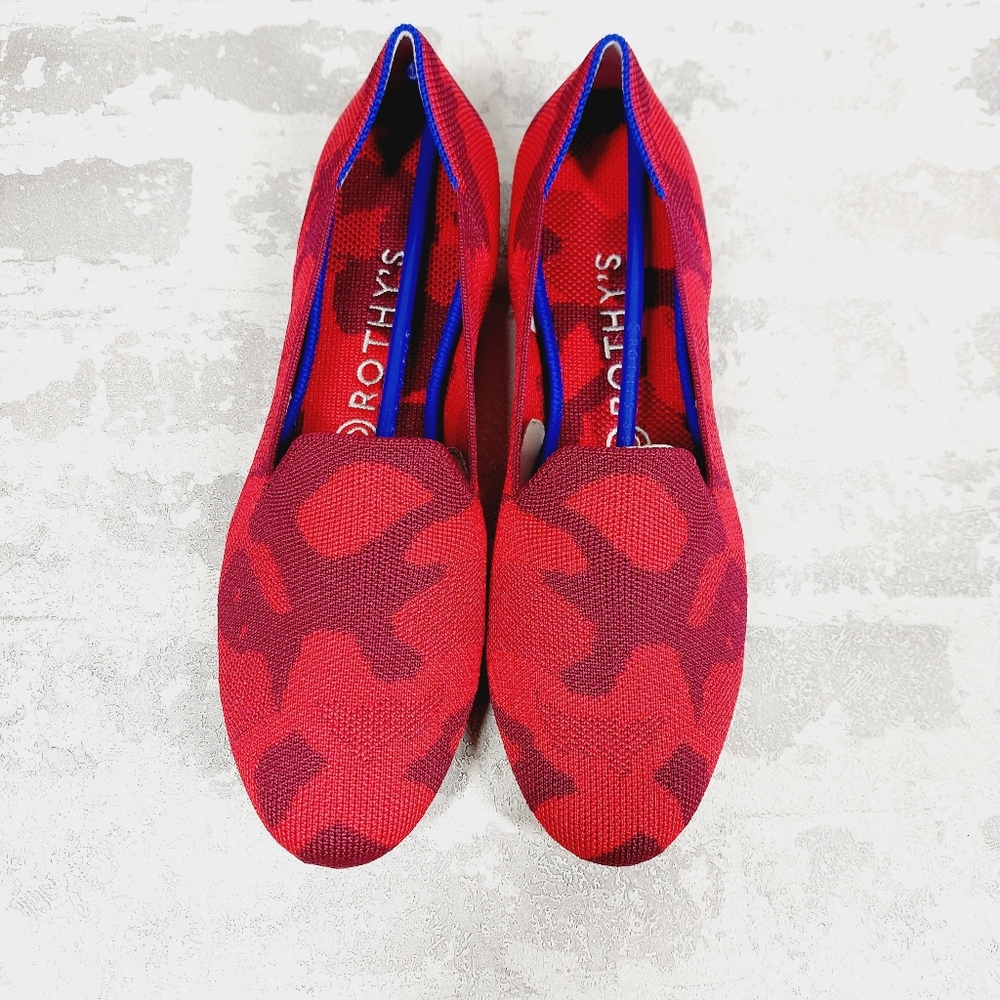 New Rothy's The Loafer Red Camo Round Toe Slip On Loafers T211 - Picture 1 of 8